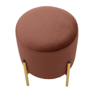 Pouf tondo da salotto in velluto marrone