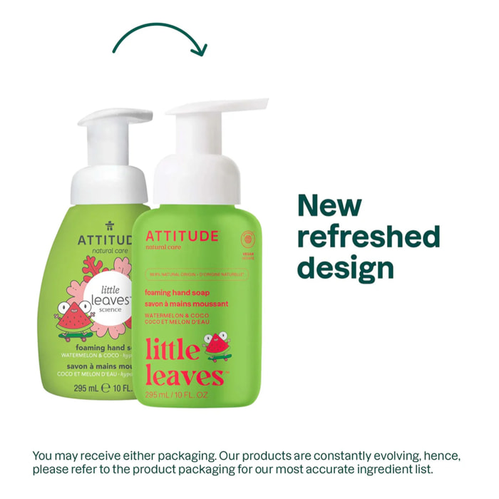 Super Leaves Kids Jabón de manos espumoso para niños Sandía y coco Attitude 295 ml