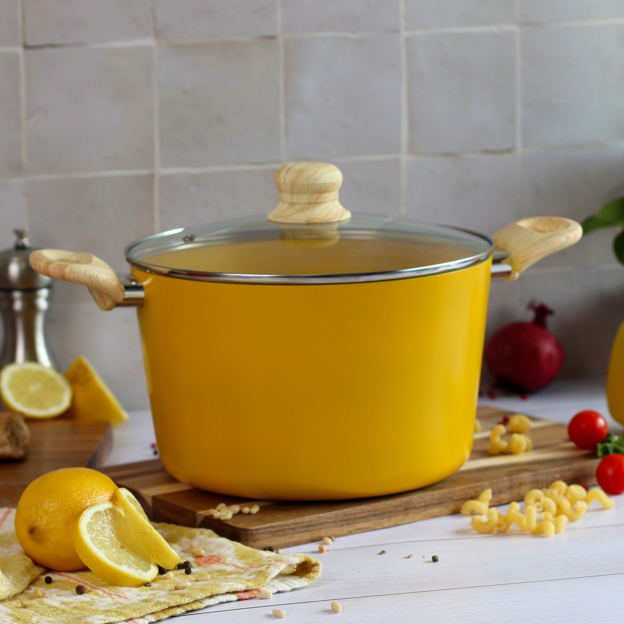 Batterie de cuisine 7 pièces céramique jaune - tous feux SAFRAN