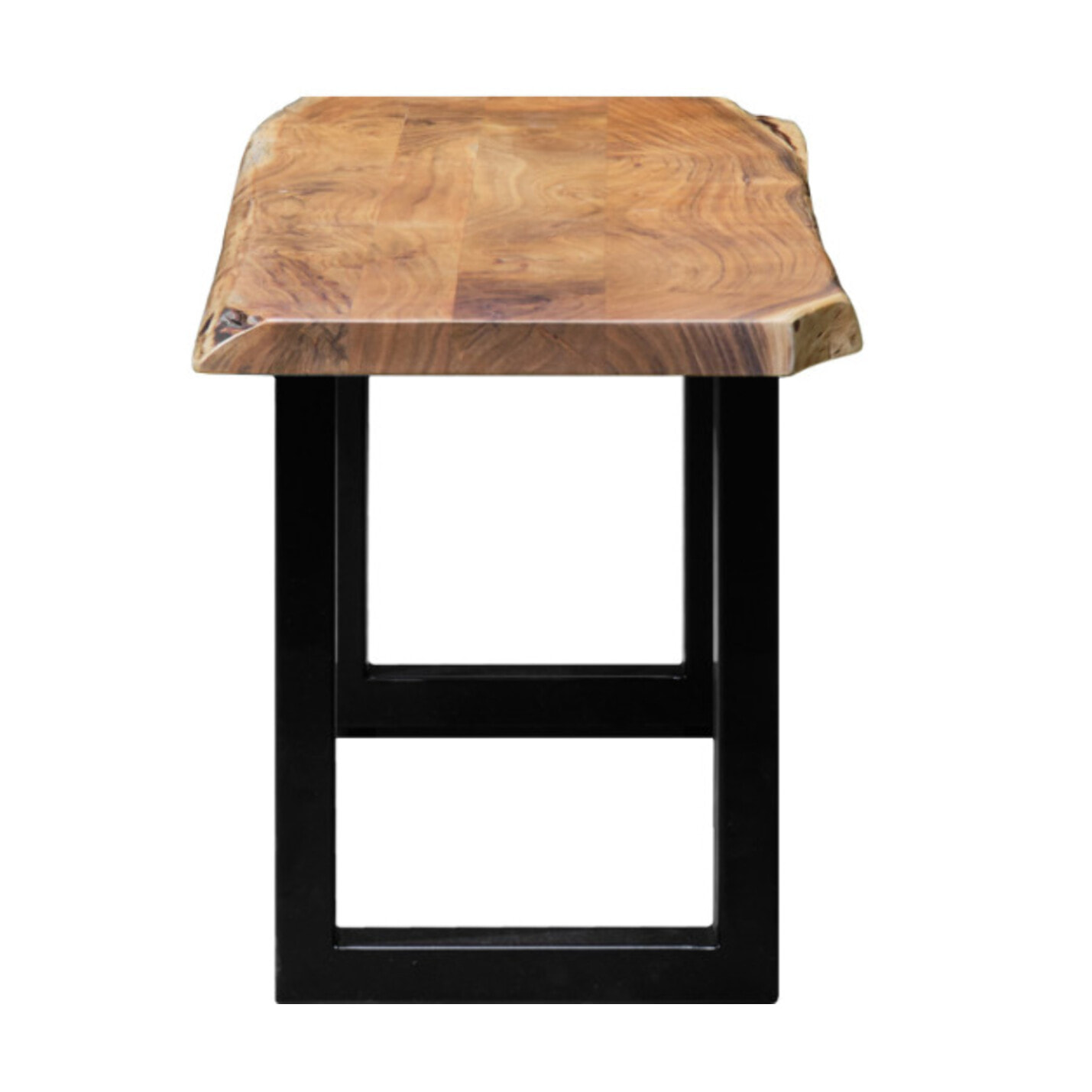 Banc 170 cm en bois d'acacia massif et pieds en métal noir - WOOD