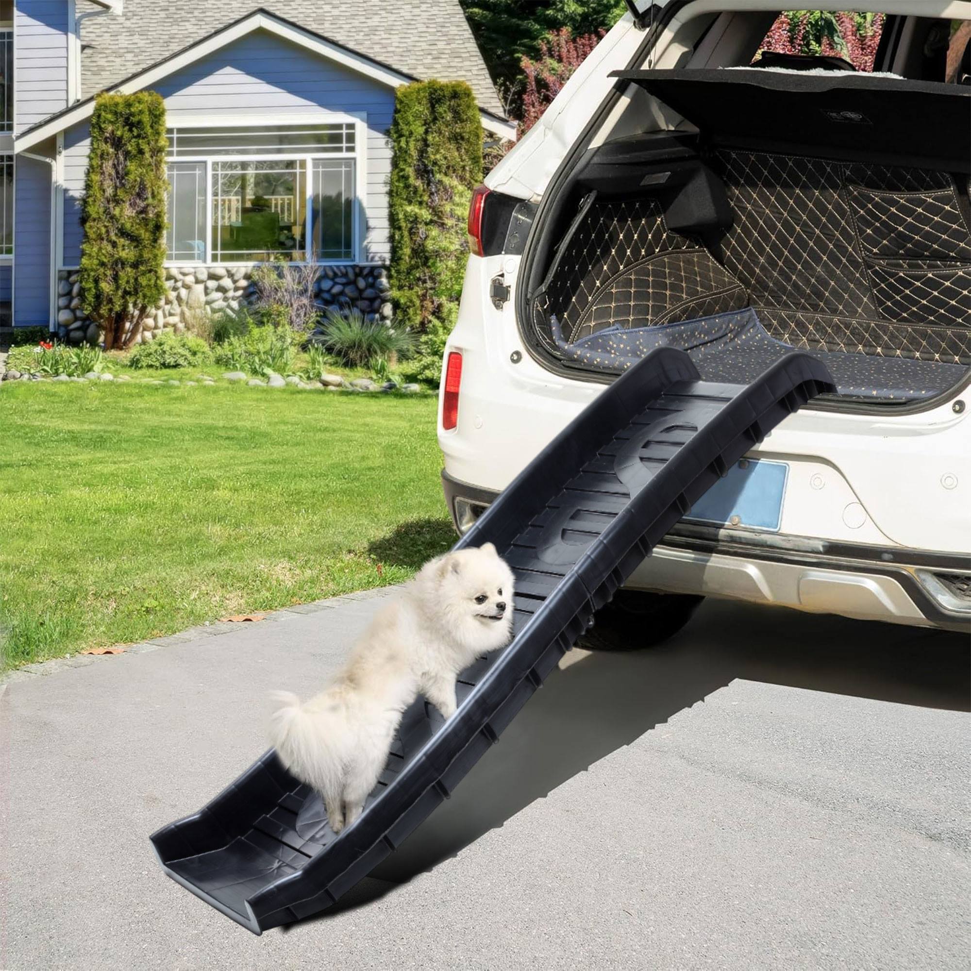 WELL HOME - Caseta para mascotas blanca y negra 107x97x111,7cm Tejado Verde