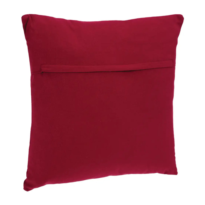 Coussin déhoussable coton rouge 38x38cm