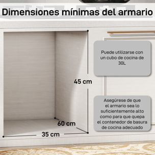 Cubo de Basura bajo Fregadero, Cubo de Basura Cocina, 2 Contenedores de Reciclaje Extraíble, 20L+10L, Deslizamiento Suave, Asa, Tapa con Patrón de Diamante, Gris