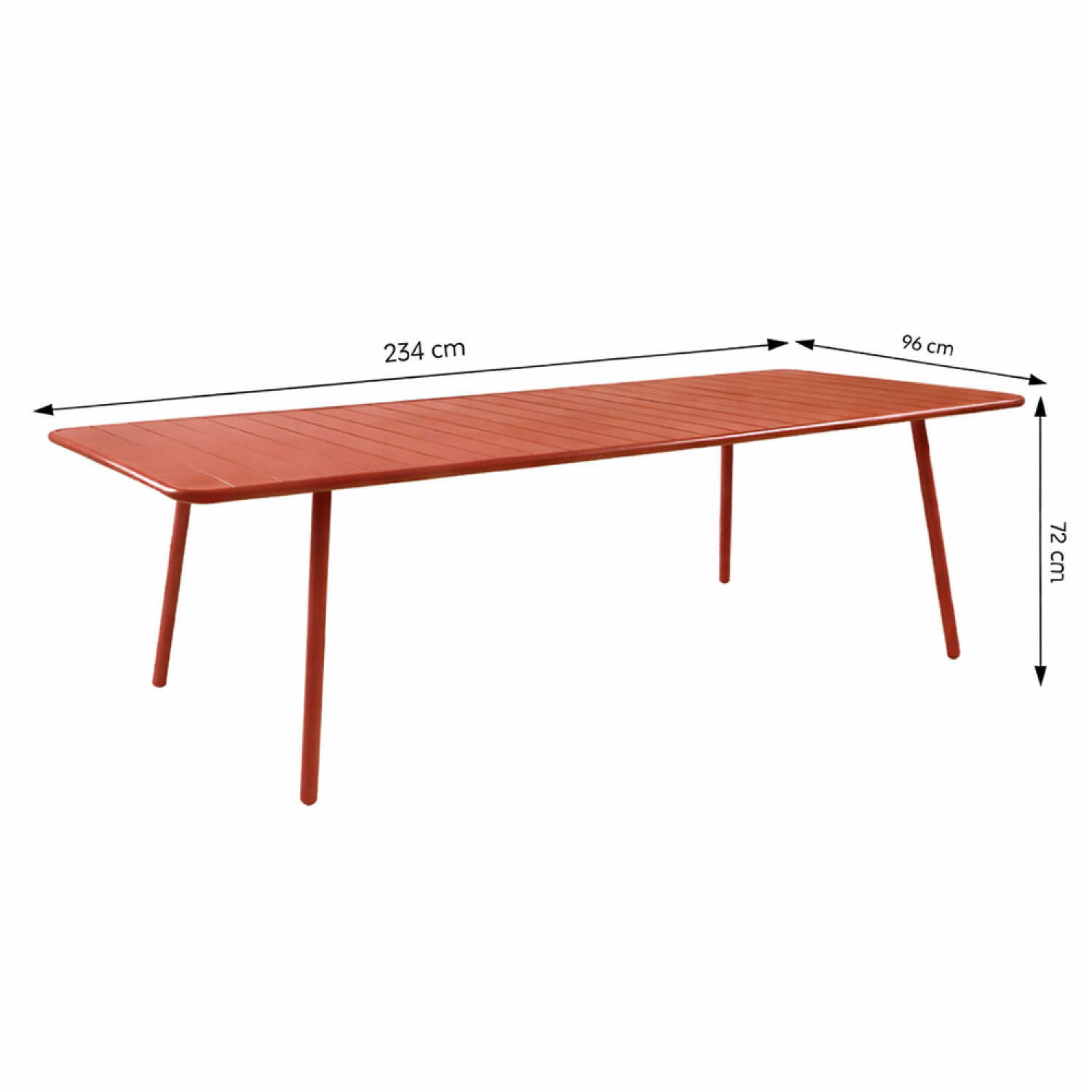Ensemble table de jardin 234 cm et 10 chaises terracotta EVORA