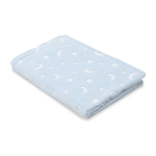 Manta Grabada Luna Estrellas Azul