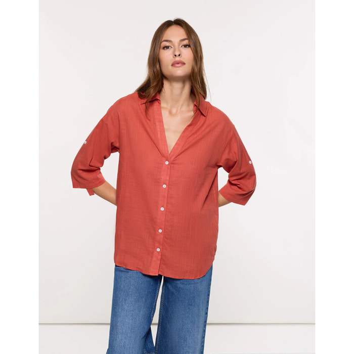 Camisa Manga Larga Rojo Teja - Astromi