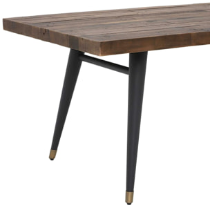 Table à manger rectangulaire bois recyclé piètement effet laiton vieilli 180 cm ADÉLAÏDE