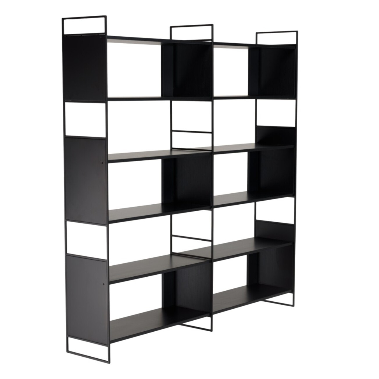 DALY - Étagère 10 niches 5 niveaux noire piètement métal