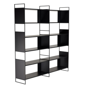 DALY - Étagère 10 niches 5 niveaux noire piètement métal