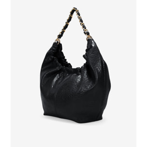 Bolso de hombro negro con cadena