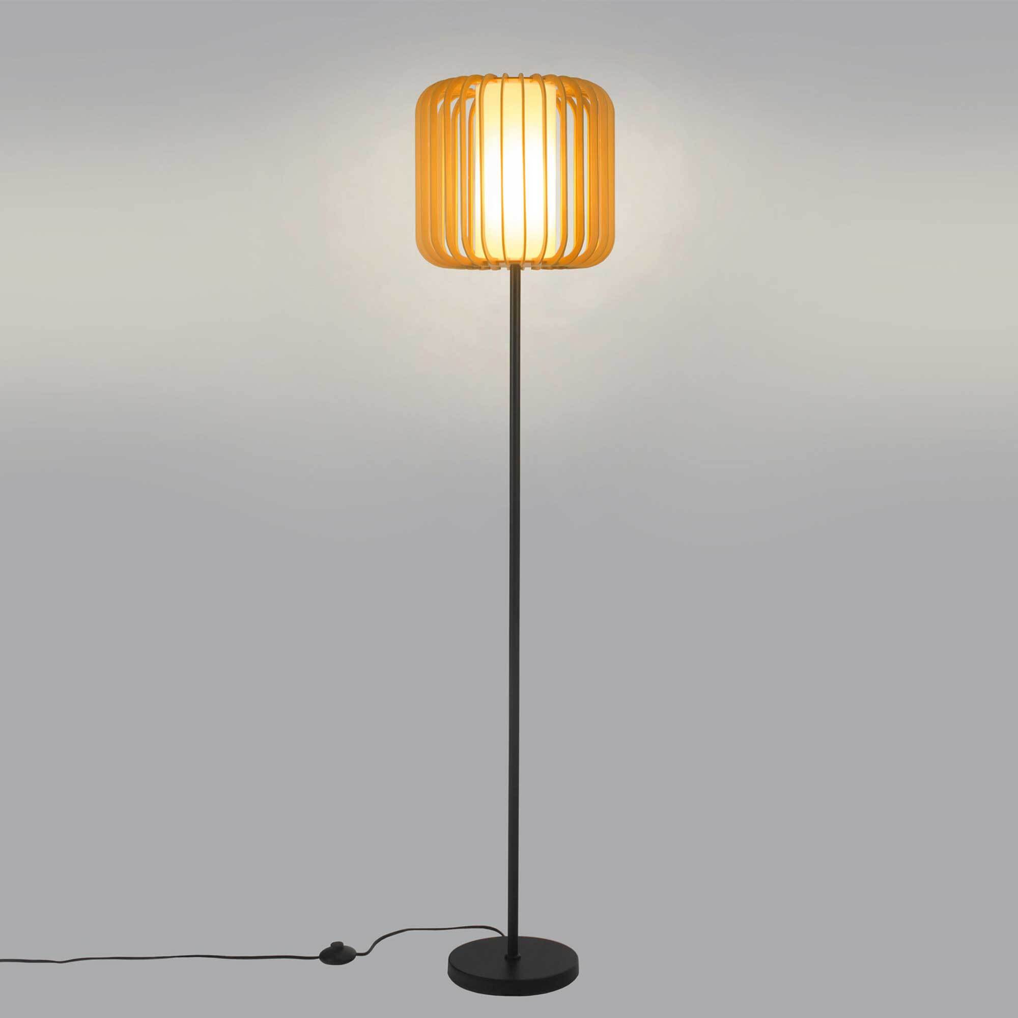 Forlight Viva Pie de Salón en negro y madera clara para bombilla E27