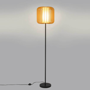 Forlight Viva Pie de Salón en negro y madera clara para bombilla E27