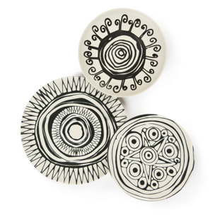 Servizio piatti 12 pezzi Excelsa Tribal, ceramica avorio e nero