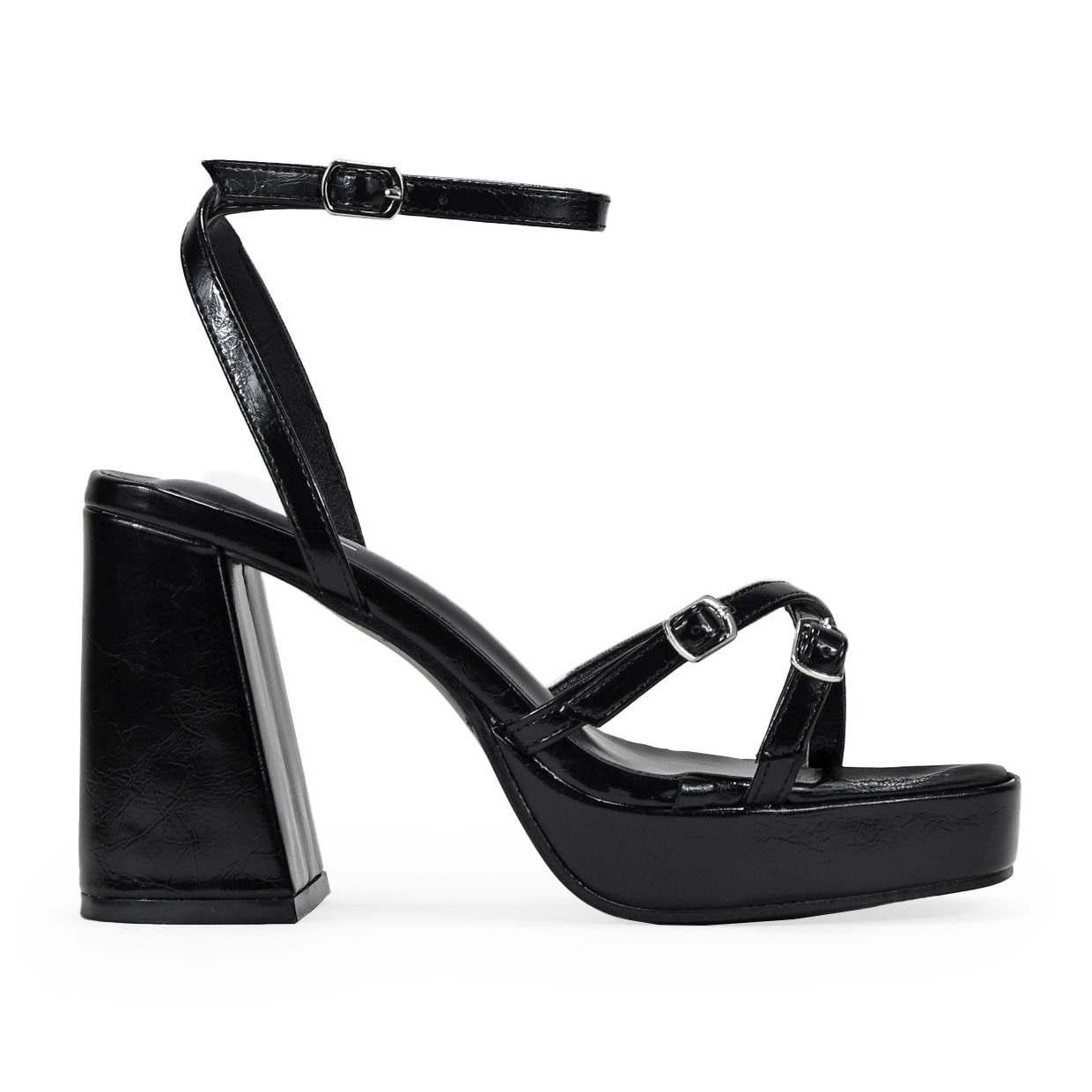 Sandalias de tacón negras con hebillas