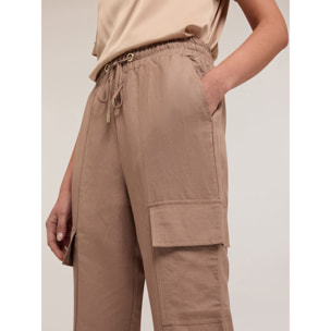 Motivi - Pantalones joggers cargo de mezcla de lino - Beige