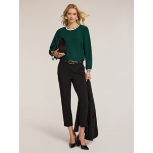 Motivi - Blusa con bordes en contraste - Verde