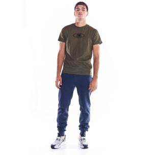 T-shirt da uomo stampa logo centrale Earth Tones