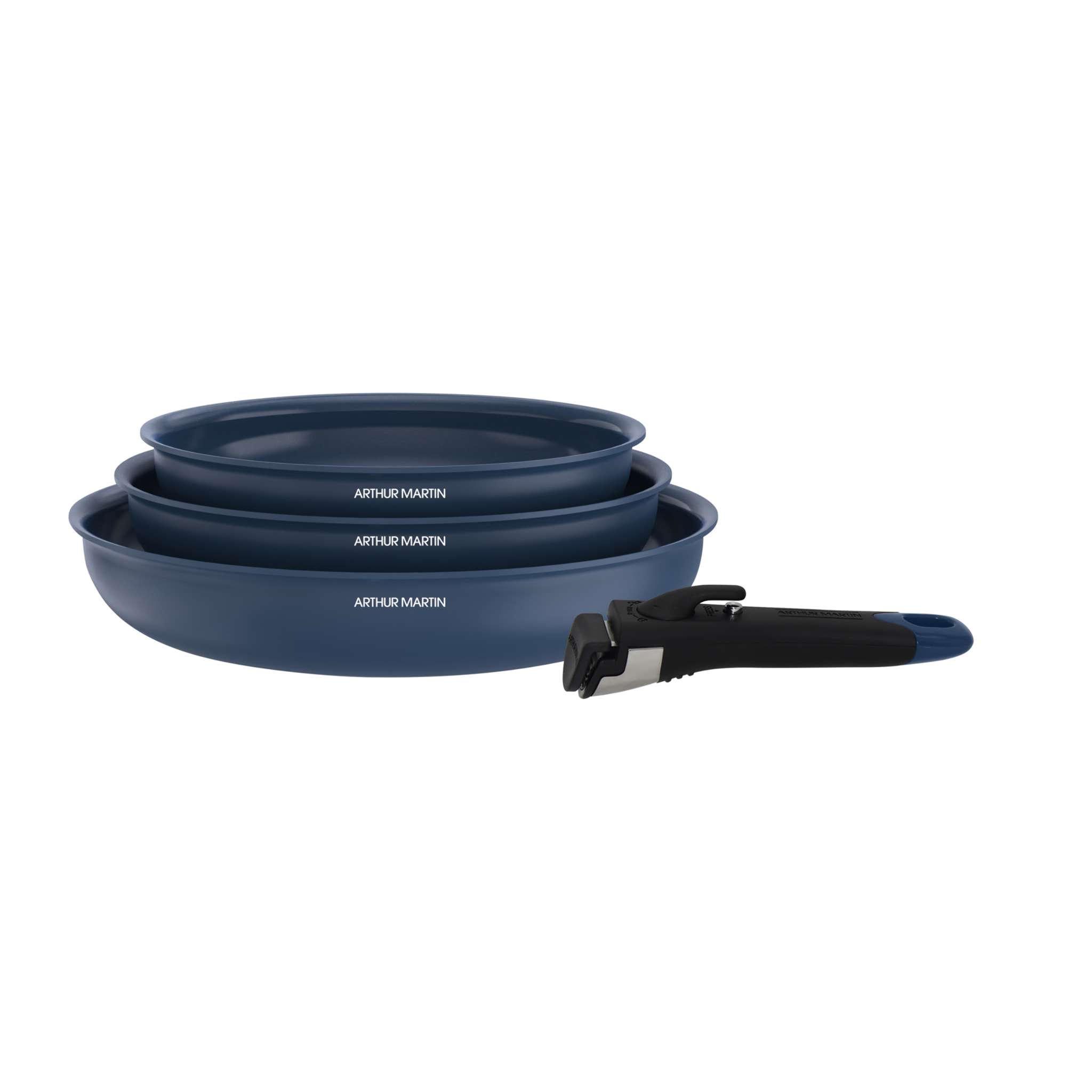 Lot de 3 poêles bleues