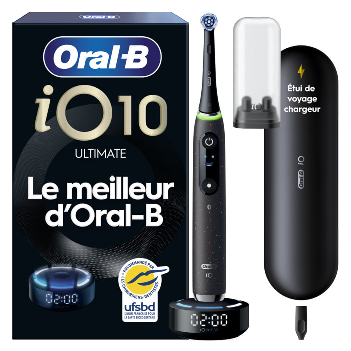 Oral-B iO 10 - Avec Etui de Voyage Chargeur - Noire - Brosse À Dents Électrique