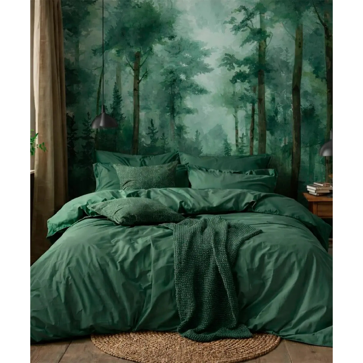 Parure CopriPiumino e Federe RASO VERDE tinta unita per letto matrimoniale 100% Raso di Cotone e Made in Italy