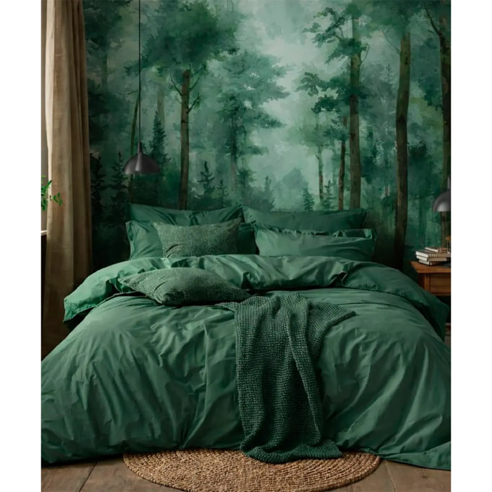 Parure CopriPiumino e Federe RASO VERDE tinta unita per letto matrimoniale 100% Raso di Cotone e Made in Italy