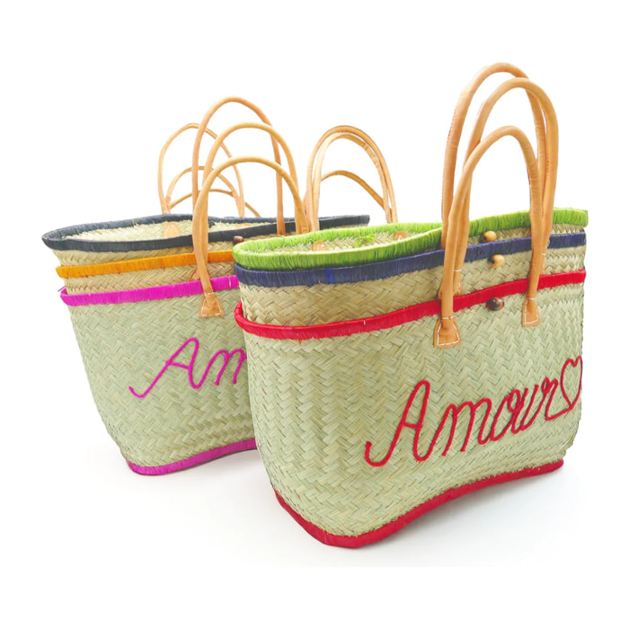 Panier artisanal de Madagascar - Amour GM Bleu marine