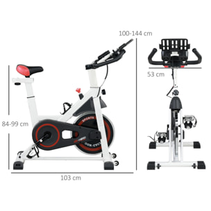 Bicicleta Estática con Resistencia Regulable Bici Estática Bicicleta de Fitness con Volante de Inercia 8 kg Pantalla LCD Manillar y Asiento Ajustable para Casa Gimnasio Blanco