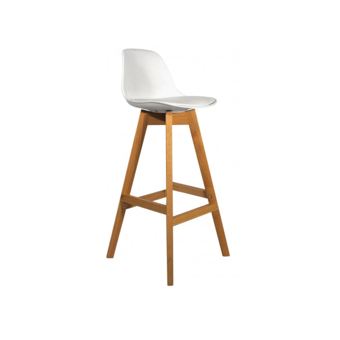 Tabouret de bar en plastique avec piètement bois - 2 coloris - MEL