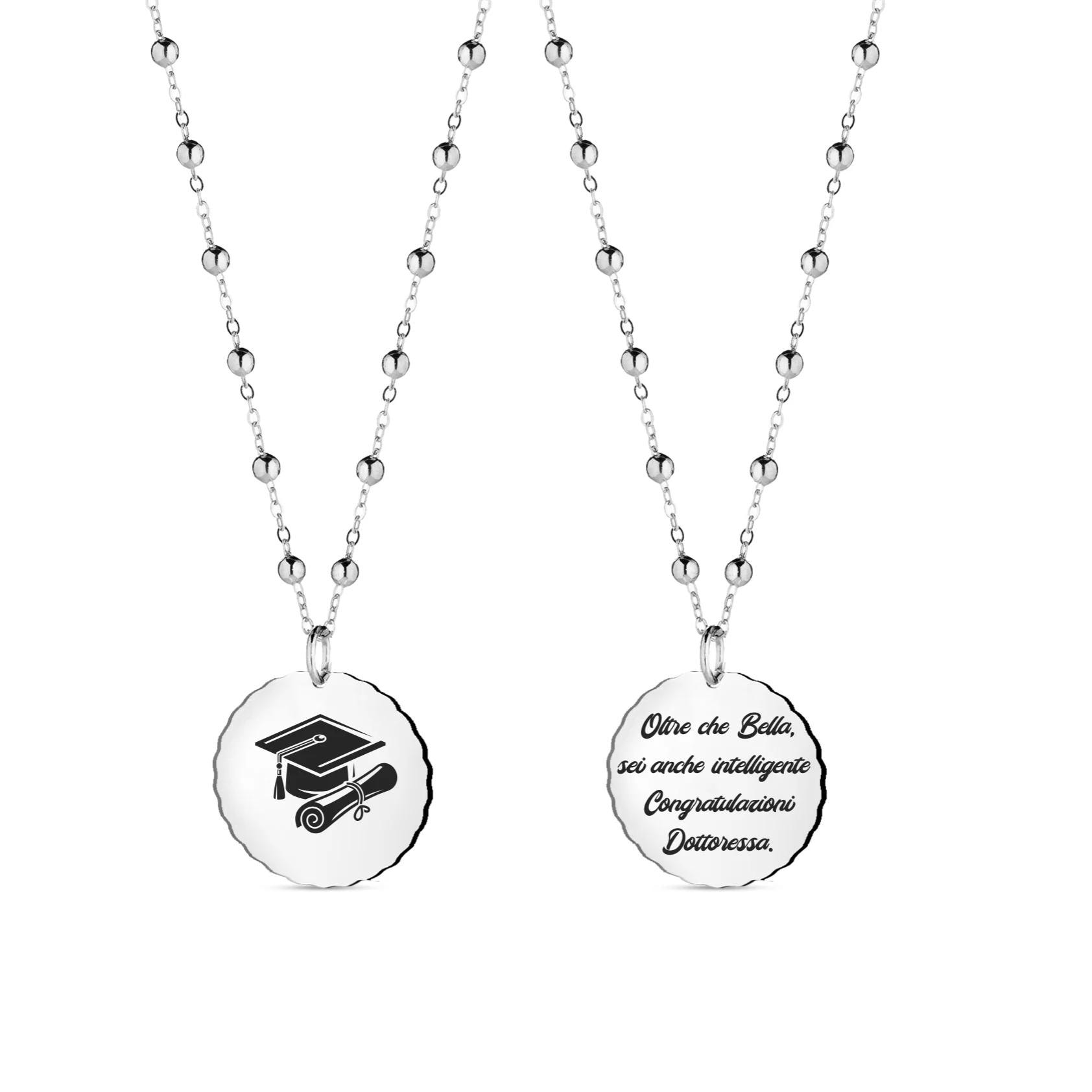 Collana Hiriwa 925 con Pendente Acciaio Silver Laurea Dottoressa