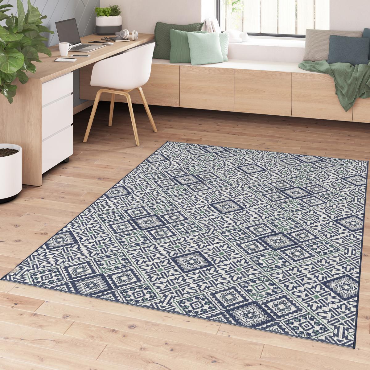 Tapis extérieur tissé kilim rectangle GISO