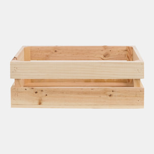 Caja de madera maciza en tono natural mediana Alto: 17.5 Largo: 49 Ancho: 29.5