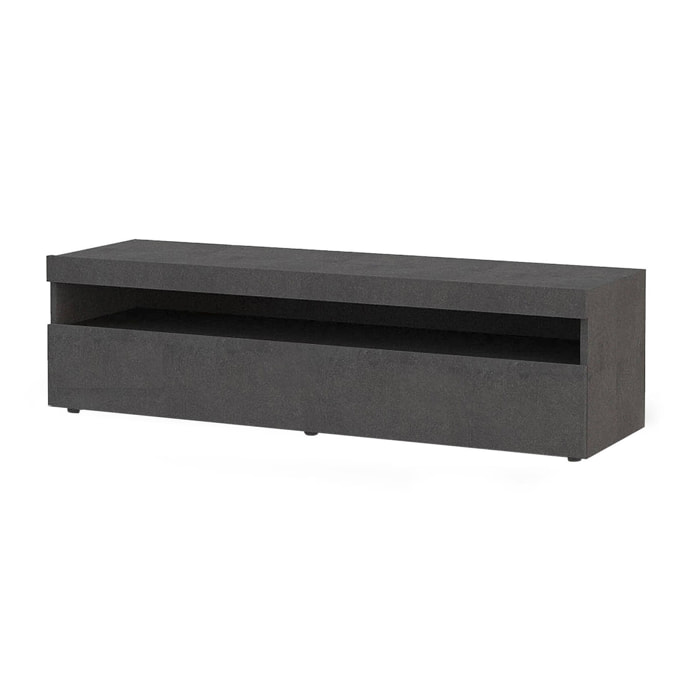 Mobile porta TV Gianna, Credenza bassa da soggiorno a 1 anta, Base porta televisione, 100% Made in Italy, cm 130x45h36, Ardesia