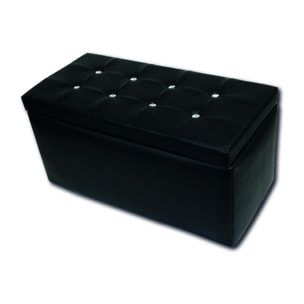 Pouf contenitore in similpelle, colore nero, Misure 90 x 45 x 45 cm