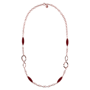 Collana Lunga con Pietre Naturali Quarzite Rossa Placcata Oro Rosa 18kt