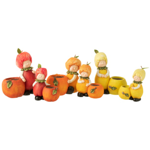 J-Line figurine Jardiniere Enfant - citron/orange/pomme - polyresine - mix - small - 3 pcs