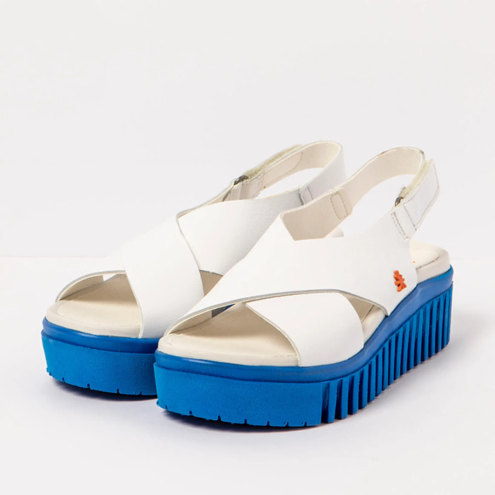 Sandalia de cuña 1574 NAPPA WHITE-BLUE/BRIGHTON color White-blue