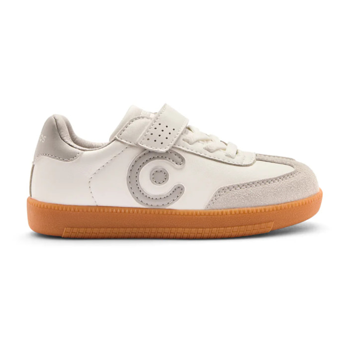 Sneakers basse bianche flessibili e resistenti per bambini