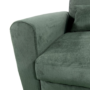 Canapé convertible en velours côtelé vert 2 places MATT
