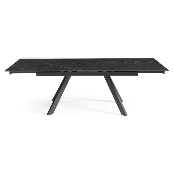 Table extensible céramique noir marbré 180/260cm - 8 piètements - UNIK