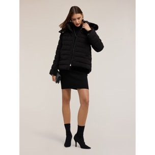 Motivi - Plumífero pesado con purpurina y capucha - Negro