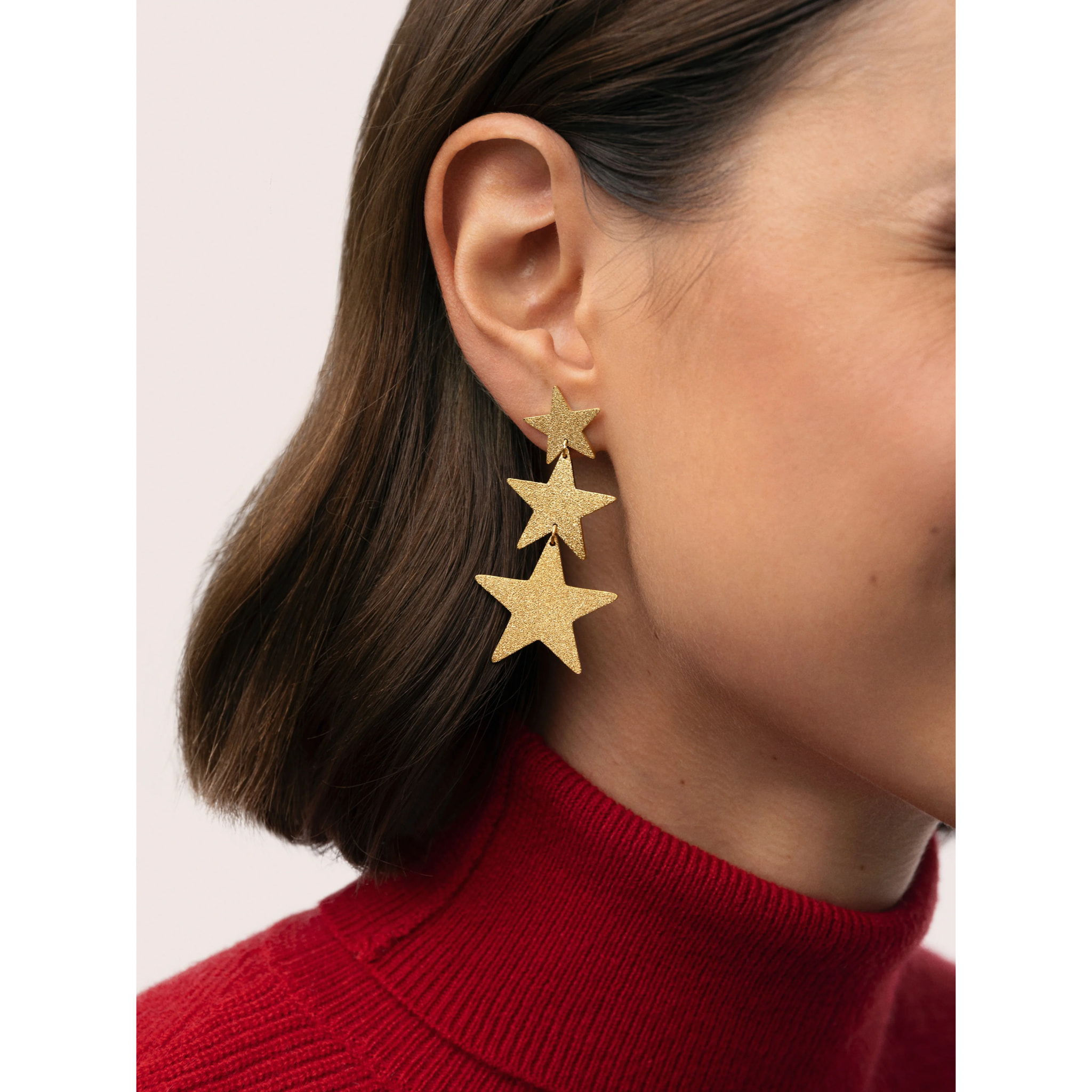 Pendientes Shinning Stars Acero Baño Oro