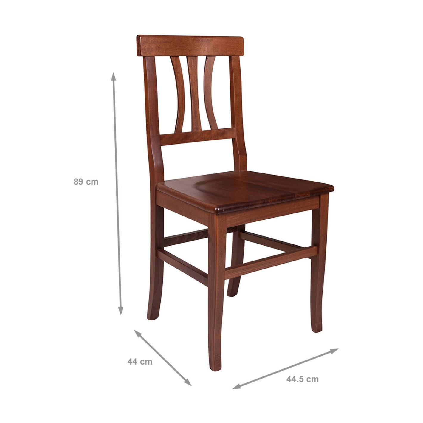Set 2 sedie da soggiorno o cucina, 44.5 x 44 x 89, Noce