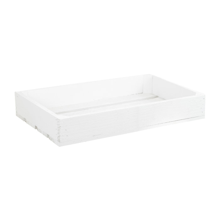 Caja de madera maciza en tono blanco pequeña Alto: 7.5 Largo: 49 Ancho: 29.5