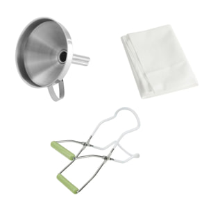 3 ustensiles pour confiture avec pince à bocaux, entonnoir et tissu filtrant Dr Oetker