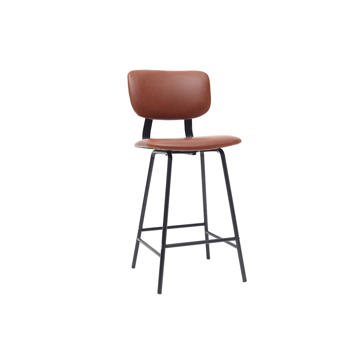 Tabourets de bar vintage marron clair avec pieds métal 65 cm (lot de 2) LAB