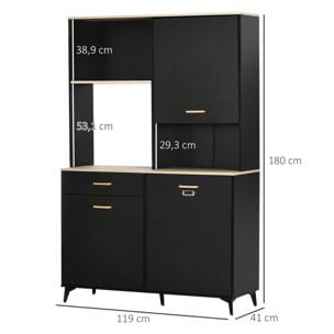 Alacena de Cocina con 1 Cajón 3 Puertas y Almacenamiento Abierto 119x41x180 cm