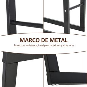 Soporte para Leña Estante de Leña Metálico Leñero de Exterior de Metal para Interior y Exterior Carga 100 kg 40x25x150 cm Negro