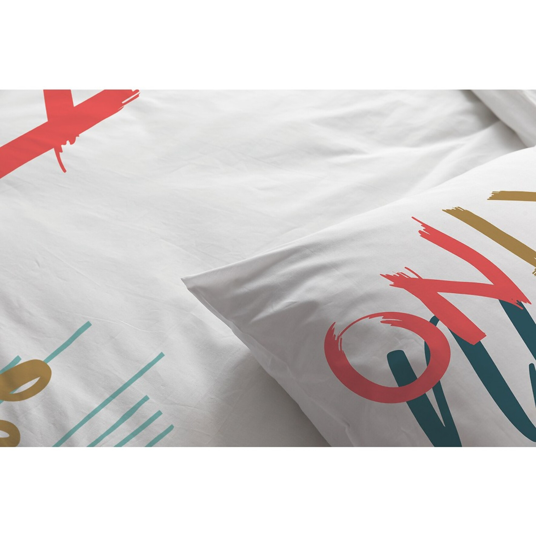 Parure Housse De Couette 3pcs avec Taies oreiller 100% coton 57fils Only