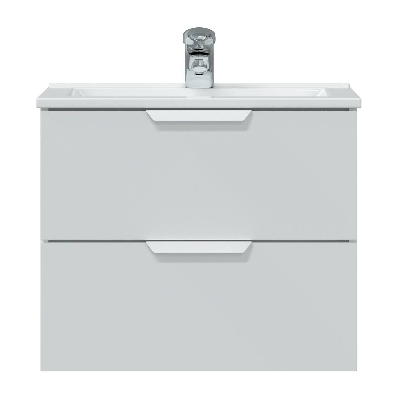 Mobile sottolavabo Arzano, Mobiletto da bagno, Contenitore porta lavabo, Armadio per lavandino, 60x45 h50 cm, Bianco lucido