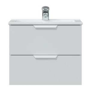 Mobile sottolavabo Arzano, Mobiletto da bagno, Contenitore porta lavabo, Armadio per lavandino, 60x45 h50 cm, Bianco lucido